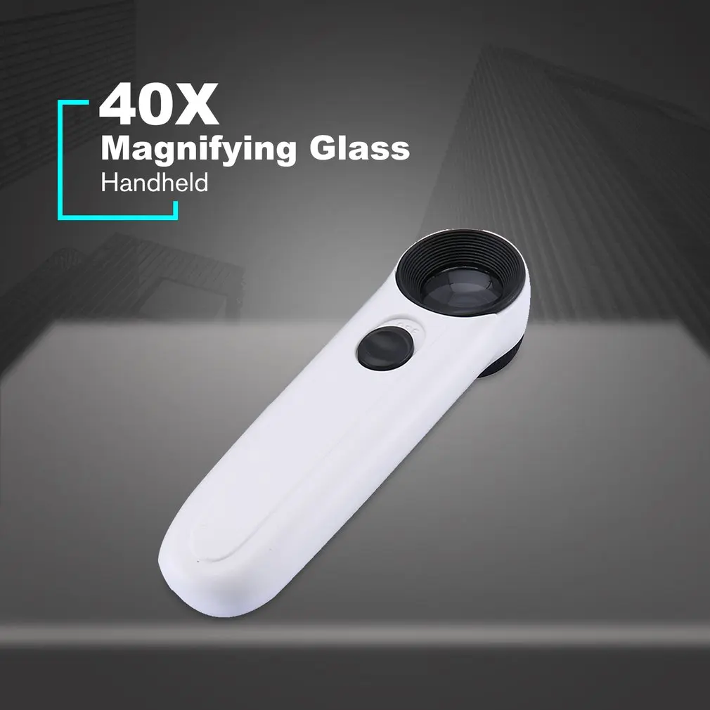 Magnifying Glass 40X Handheld Glass Loupe Magnifier Portable Pocket Tool Professional Magnifying Glass With 2 LED Lights