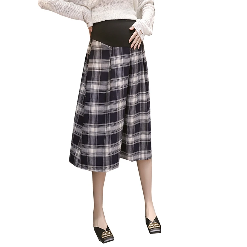 Autumn and winter pregnant women Half body skirt Korean fashion lattice wild long section pregnant women stomach lift skirt