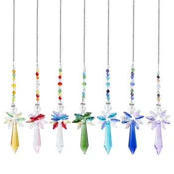 

H&D Set of 7,Crystal Prism Suncatcher Rainbow Guardian Angel Pendant Window Hanging Ornament Home Wedding Decor Christmas Gift