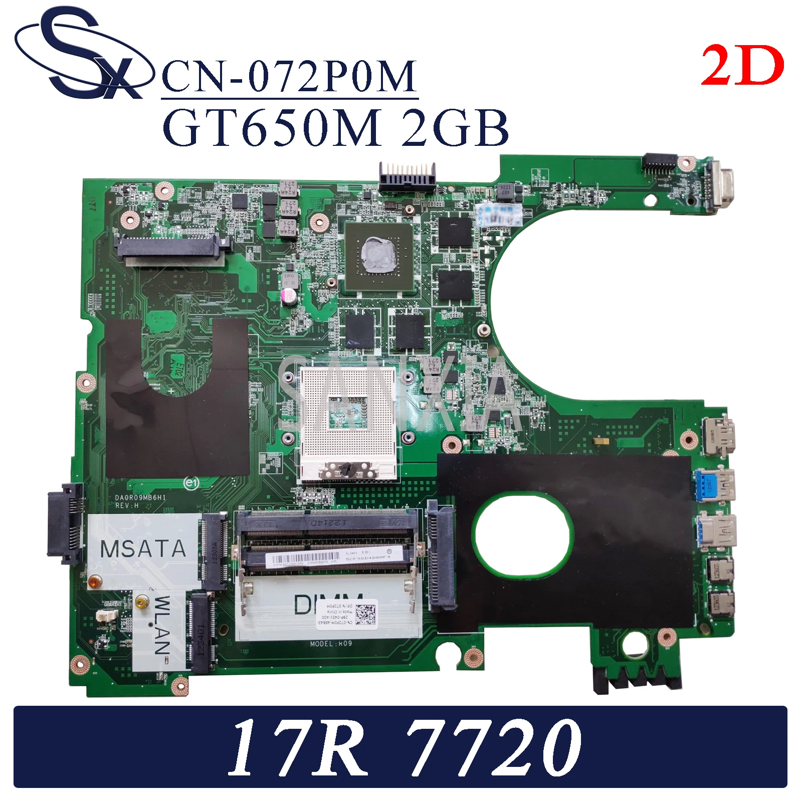 KEFU CN 072P0M материнская плата для ноутбука Dell Inspiron 17R 7720 оригинальная GT650M