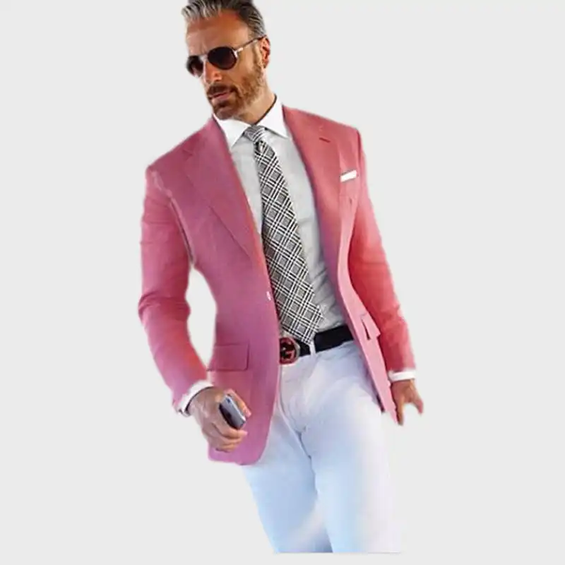 White pants pink blazer Clearance