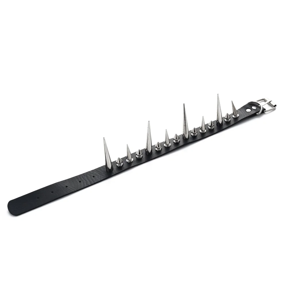 Collana girocollo lunga con borchie punk in pelle per donne e uomini, con grandi borchie e accessori in stile gotico_voghion.com