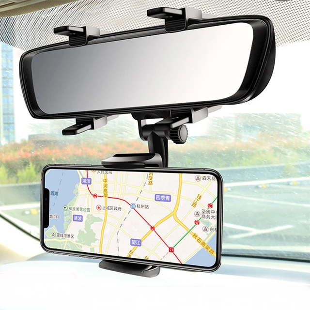 EAFC Car Rearview Mirror Phone Holder Adjustable Phone Stand black Smartphone Car Holder for Phone Mobile Phone Accessories