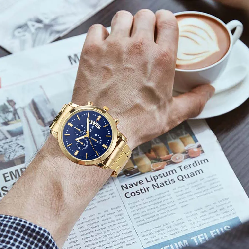 Новые роскошные мужские часы reloj inteligente mujer, модные часы из нержавеющей стали с календарем, спортивные кварцевые часы montre homme