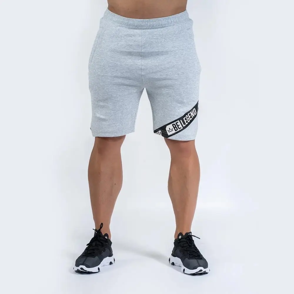 Летние мужские тонкие брендовые шорты длиной до икры для фитнеса, бодибилдинга, модные повседневные спортивные шорты для бега, тренировки, спортивная одежда - Цвет: gray
