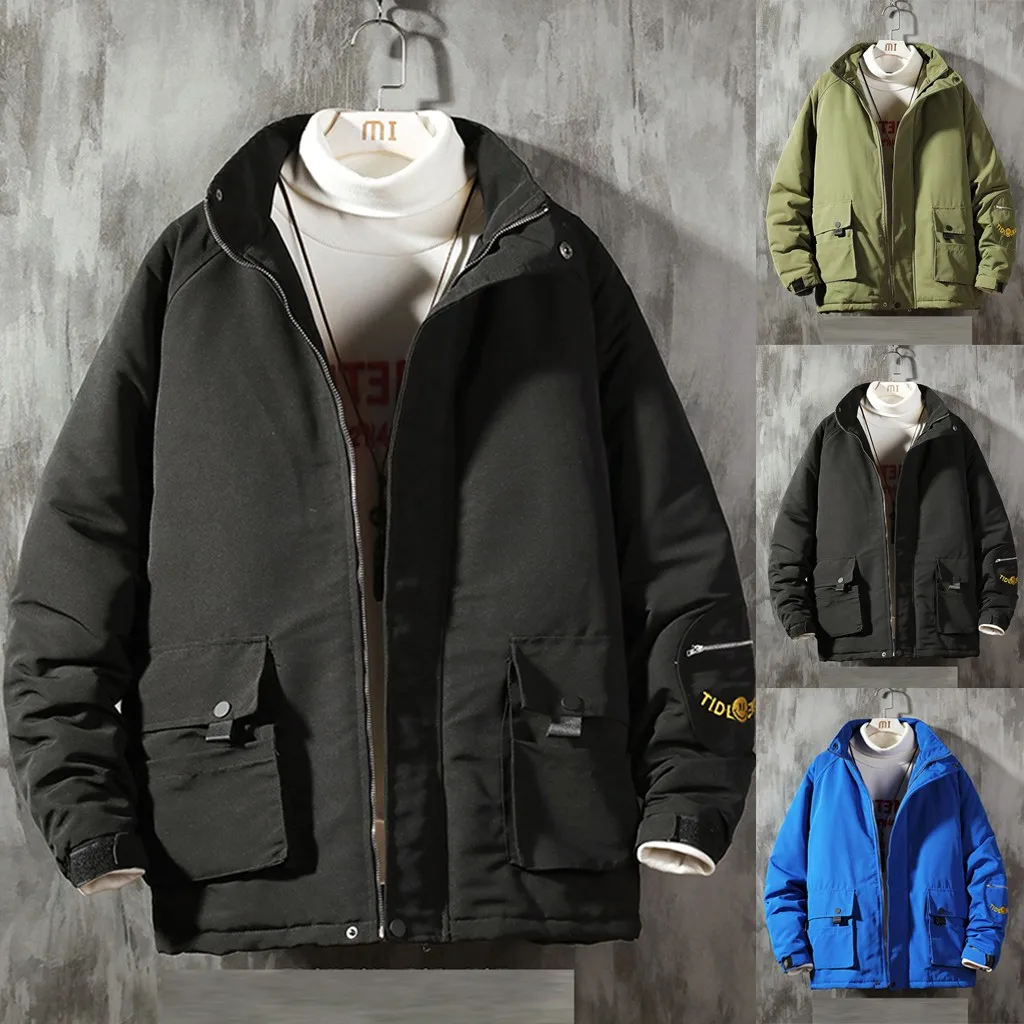 Casaco abrigos mujer invierno chaqueta hombre стиль для мужчин на осень и зиму модное однотонное утепленное хлопковое пальто