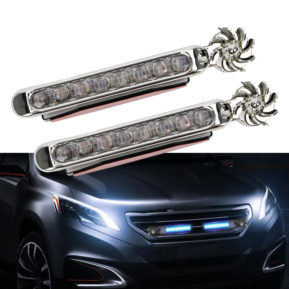 

1 Pair LED Wind Powered Car Daytime Running Lights Auto Decorative Lamp with Rotation Fan No Need External Power Supply