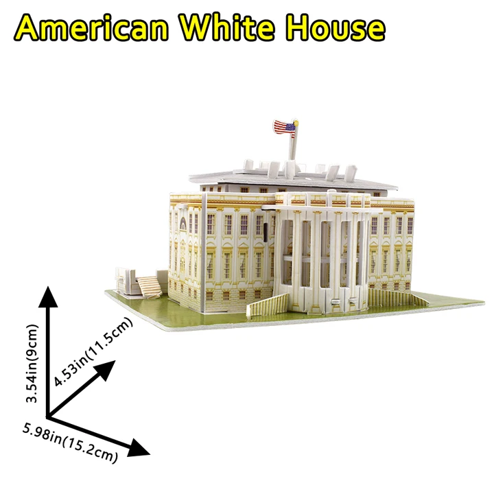 American White House Детские игрушки картонные 3D бумажные строительные игрушки-головоломки мир сувенир Белый дом Эйфелева башня подарки для детей развивающие - Цвет: American White House