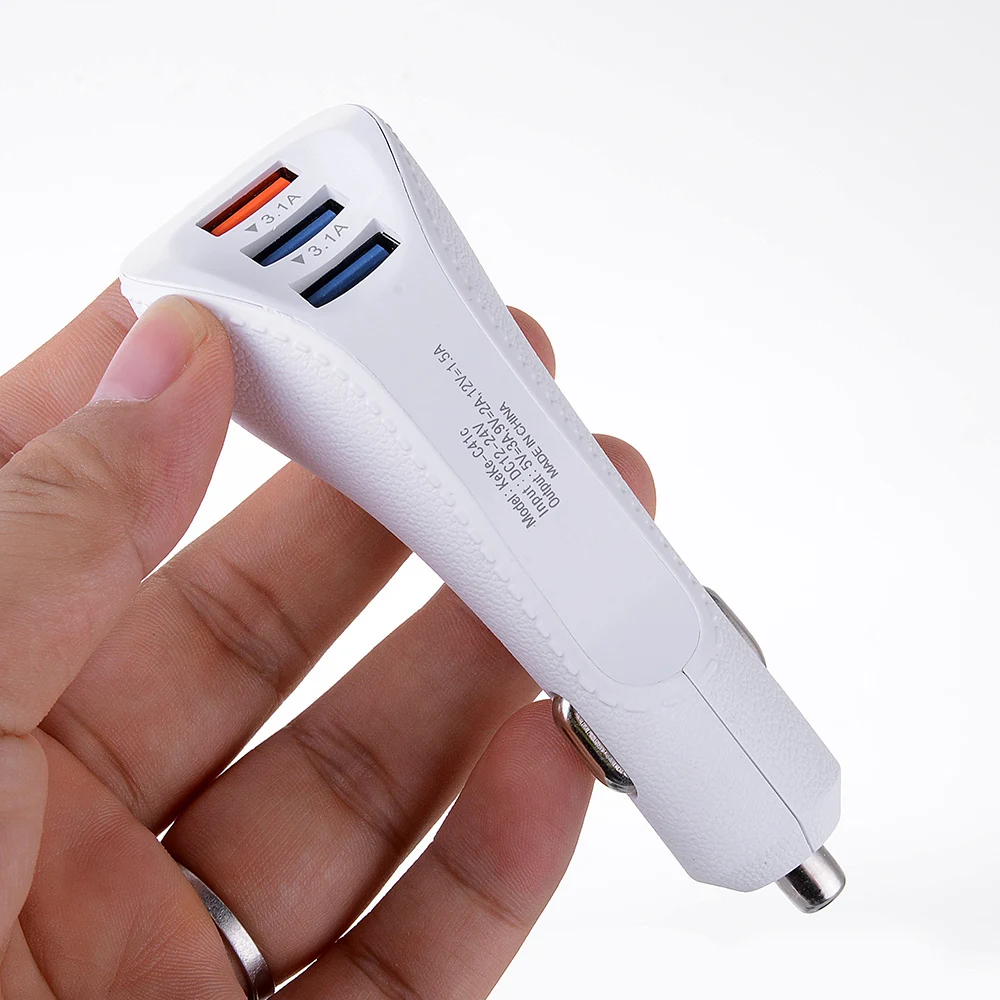 Переходник USB для зарядки в машине 3.1A автомобильное USB зарядное устройство для мобильного телефона USB Автомобильное зарядное устройство автоматическая зарядка 3 порта для iPhone 7 Xiaomi Note 7