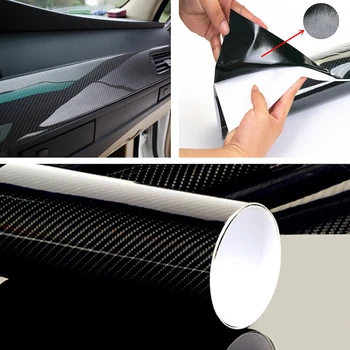 

1pc Black 152*20cm 5D Ultra Shiny Gloss Glossy Carbon Fiber Vinyl Wrap Sticker Decal Common To Use Accessories