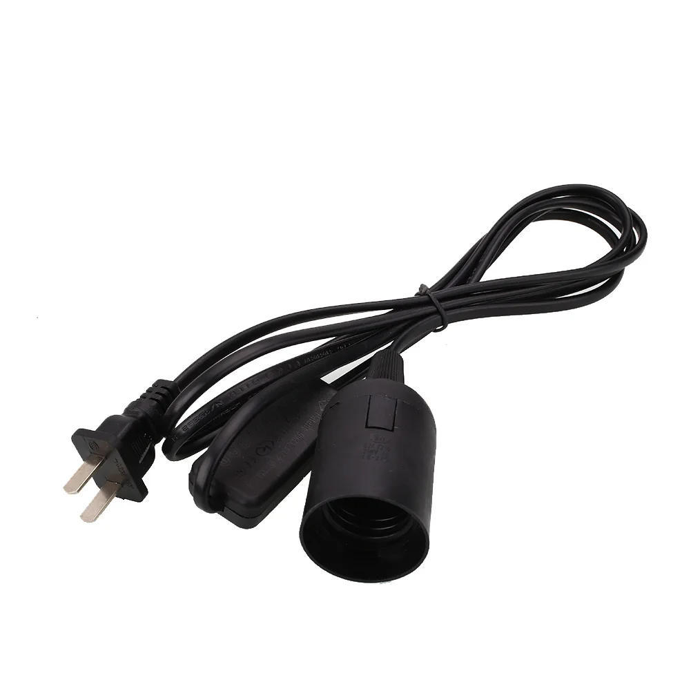 6 футов Шнур E26 E27 Свет Цоколь для ламп розетка адаптер переключатель US Plug - Цвет: Black