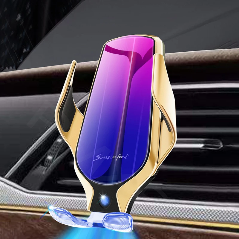 

R9 Automatic Clamp Car Wireless Charger 10W Quick Charge Mount For Iphone 11 XR XS Huawei P30Pro Qi Infrared Sensor Phone Holder