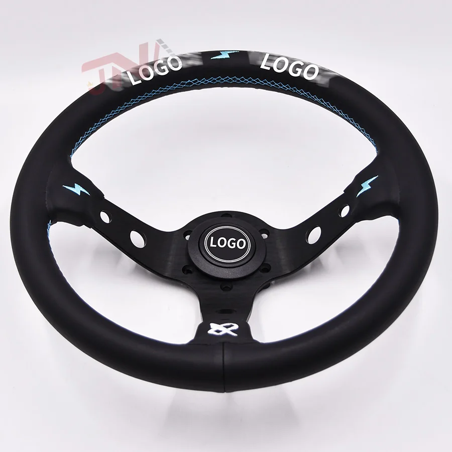 330MM Kart Steering Wheel with Blue Stitching for Car Microfiber Leather | Автомобили и мотоциклы