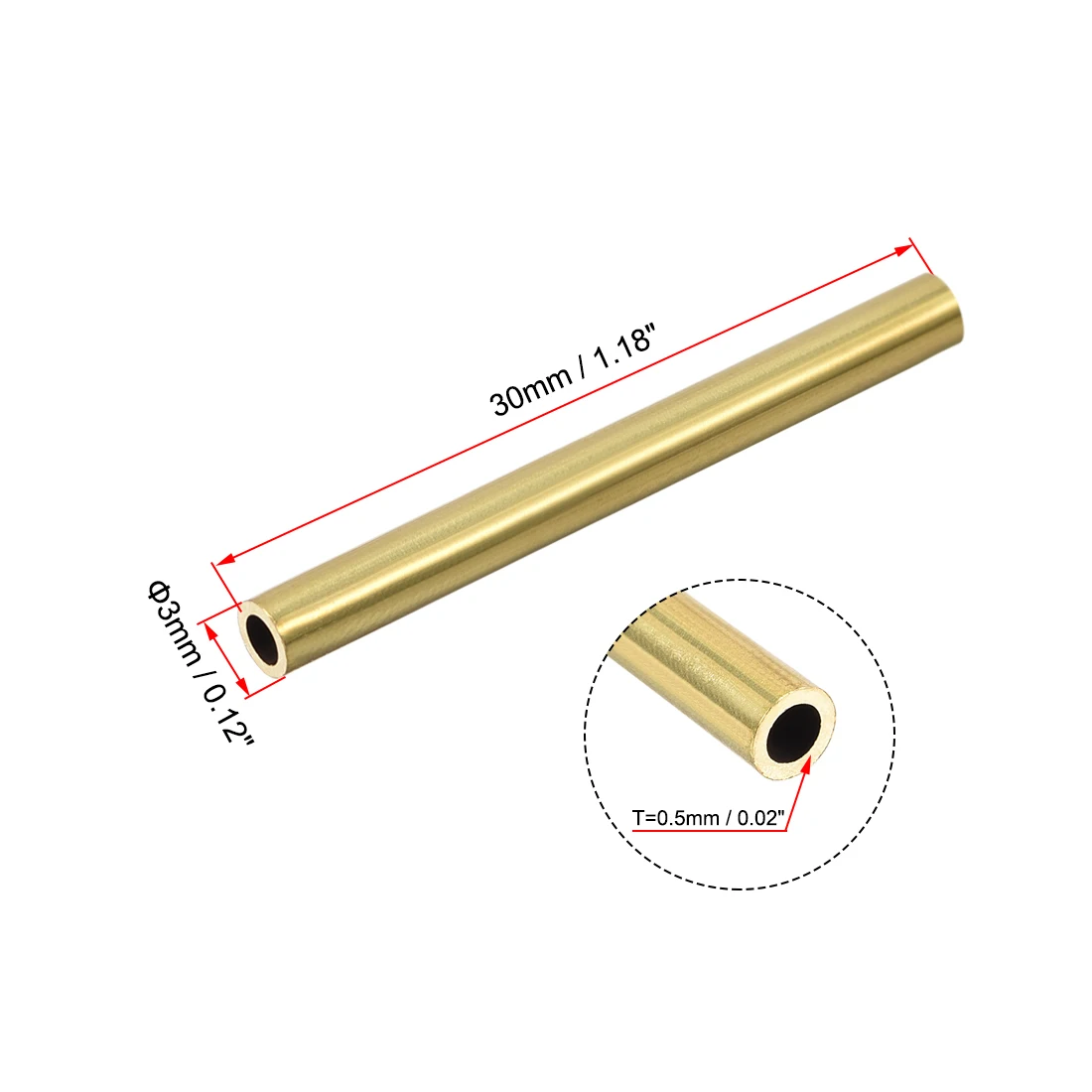 Brass Round Tube 2-10mm OD 0.5mm/1mm Wall Thickness 30mm Length Seamless Pipe Tubing for DIY Crafts Macrame Wall Hanging 10Pcs