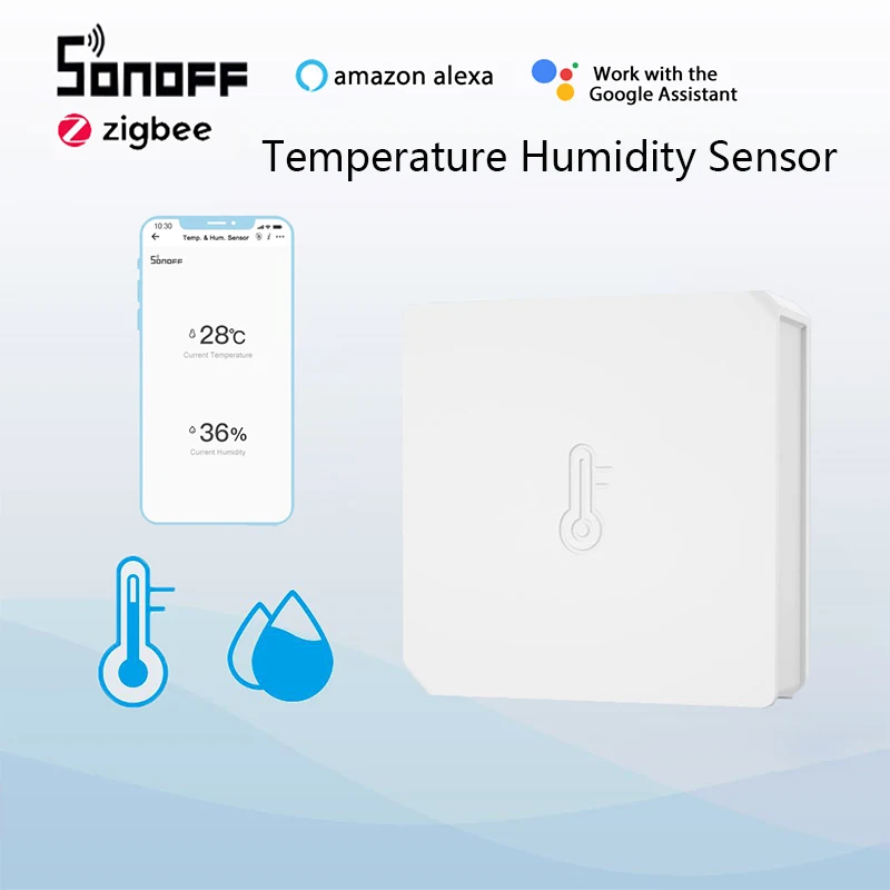 SONOFF-Sensor de humedad y temperatura SNZB-02 ZigBee, dispositivo inteligente para el hogar, eWeLink aplicación, control en tiempo Real, funciona con Alexa y Google Home, 10 Uds.