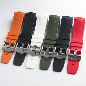 

Natural rubber 24mm Curved End Orange Black Green Red White Silicone Rubber Watchband For Panerai Watch Strap PAM Bracelet Belt