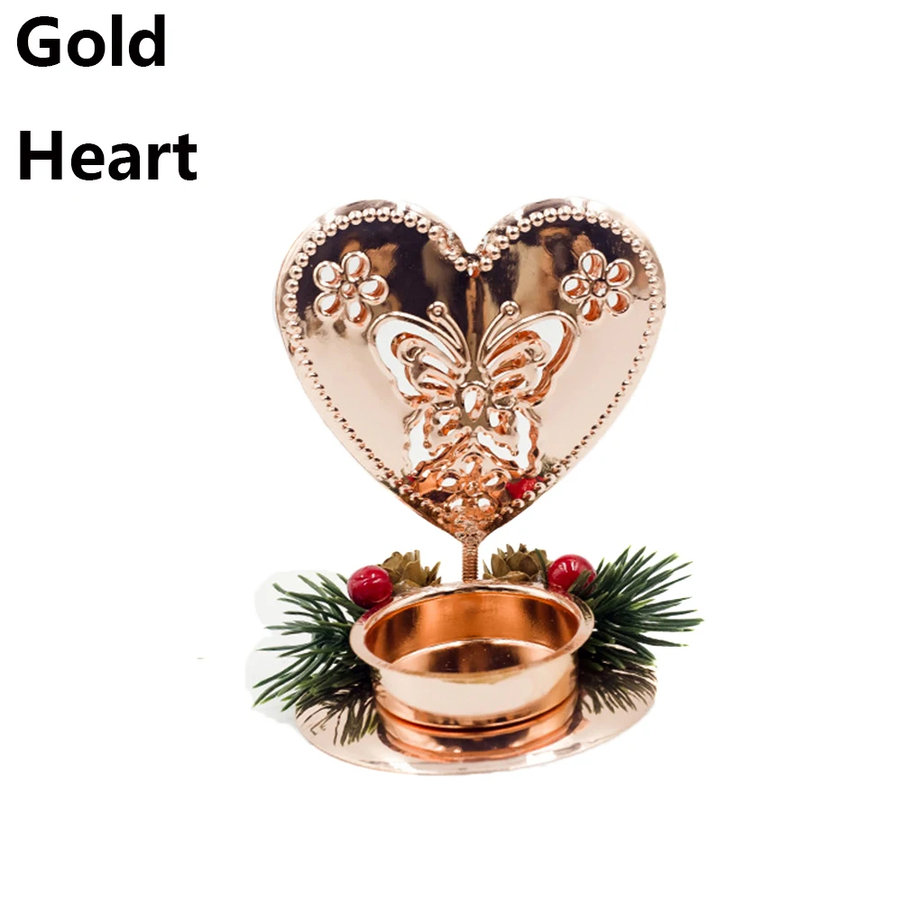 gold-heart 1 шт. рождественские канделябры красный сосновый конус Сращивание подсвечник украшение Новогоднее Ремесло фестиваль вечерние подарки - Цвет: gold-heart