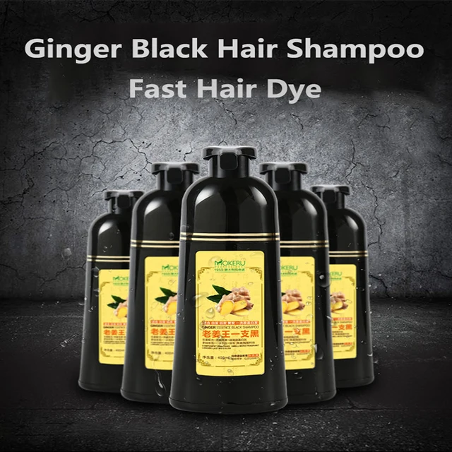 Mokeru Natural Ginger King Hair Dye Shampoo Easy To Use 5 mins Harmless Long Lasting Black Hair Herb Anti-White Hair 500ml 4