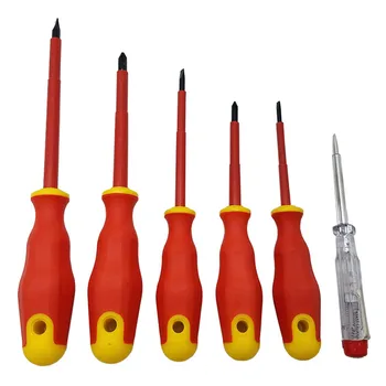 

6pc Insulated Screwdriver Set with CE GS Votage Tester Pencil Magnetic Slotted Phillips Screwdriver Hand Tool Kit