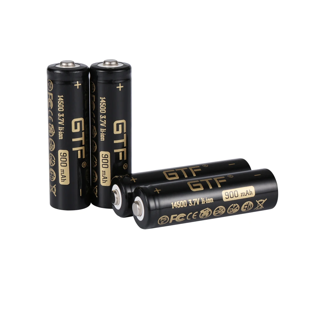 Rechargeable Lithium Batteries GTF 14500 3.7V 900mAh real capacity Li-Ion Rechargeable Battery For flashlight/remote control/toy