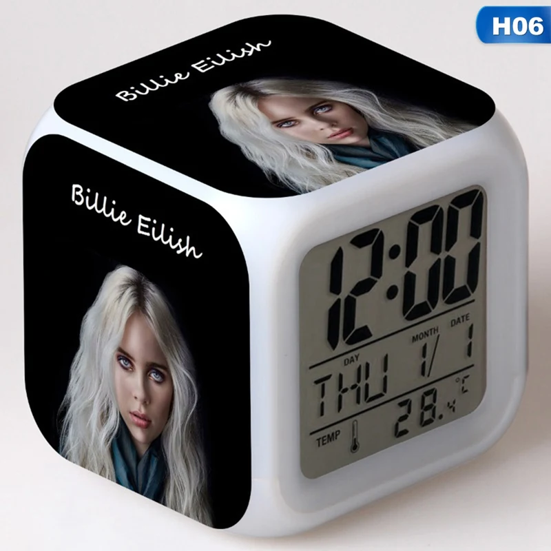 CEA7871H06 Billie Eilish рисунок наклейка светодиодный Будильник красочный флэш сенсорный Настольный светильник светящийся куб-ночник светодиодный часы для дома - Цвет: CEA7871H06