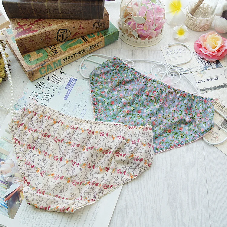 Женское нижнее белье с цветочным рисунком Kawaii, кружевные милые трусики с клубничкой, бесшовные хлопковые женские трусы большого размера, нижнее белье