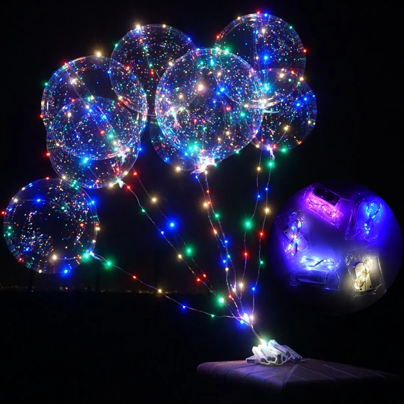 LED Light Up Bobo Balloons Party Decorative Fillable Transparent with Helium Globes Wedding Birthday Decor table ballon | Дом и сад