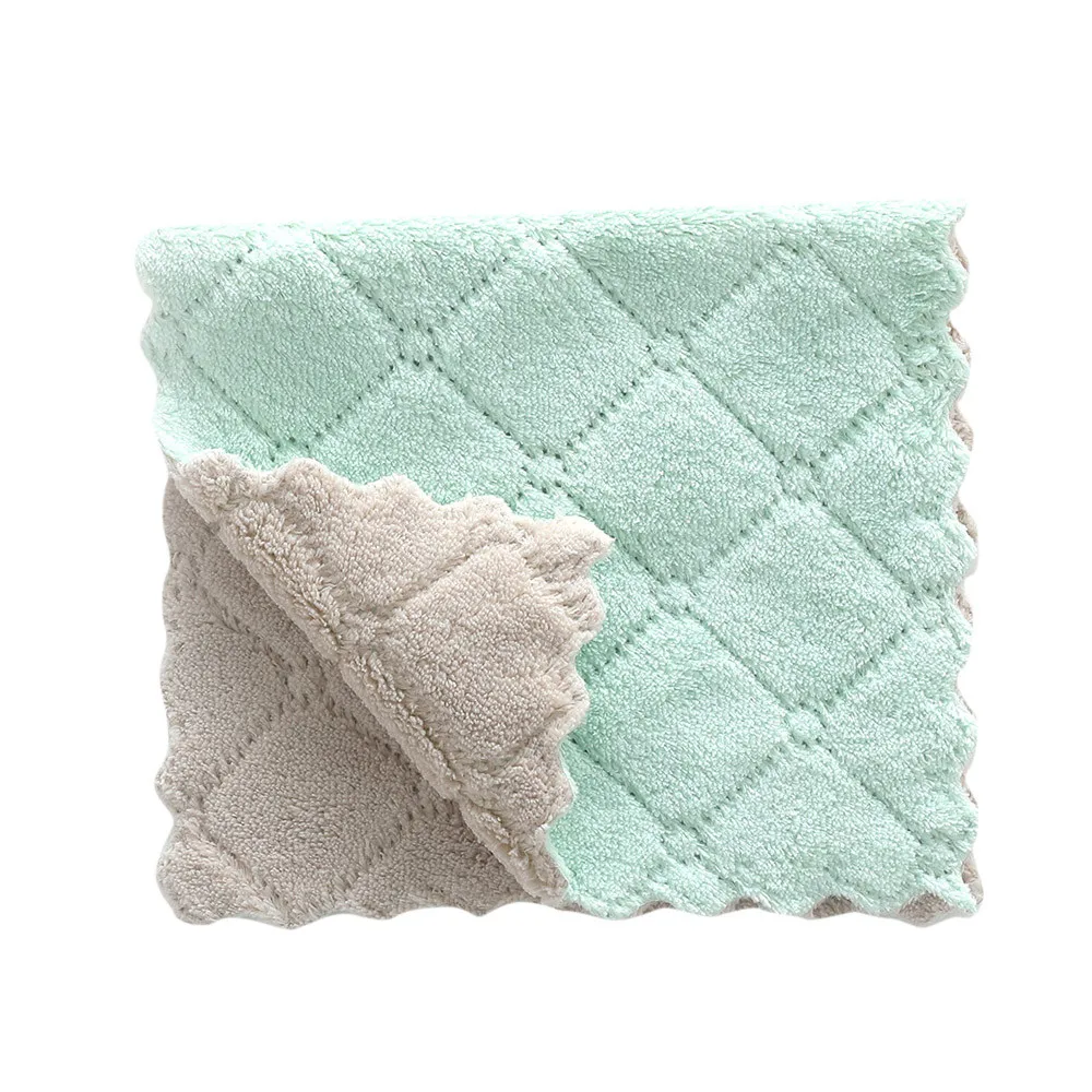 1 шт. антипригарные масляные коралловые бархатные подвесные полотенца для рук Кухонные посуда высокая эффективность домашнее полотенце для уборки гаджеты - Цвет: Зеленый