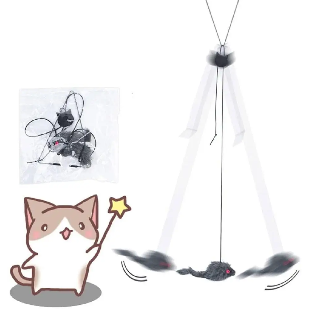Adjustable Door Window Hanging Mouse Interactive Cat Toys Mice