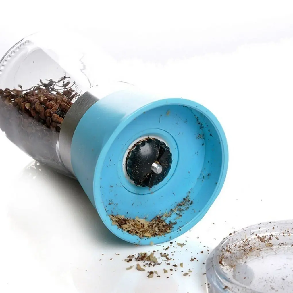 2PCS Random Color Kitchen Glass Grinding Bottles Salt Pepper Mill Grinder Glass Pepper Grinders Shaker Spice Container