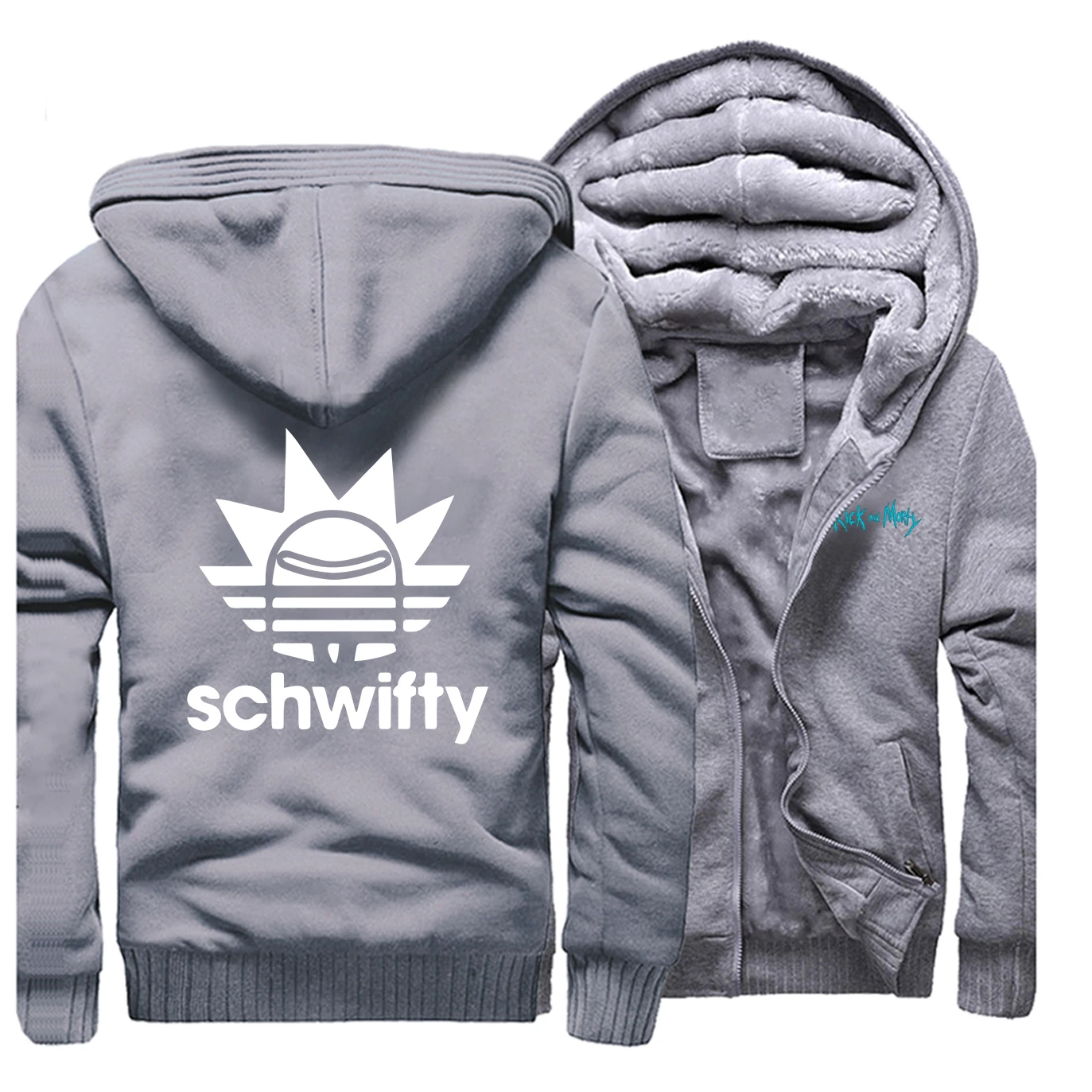 Rick And marty Schwifty, толстовка с принтом аниме, мужская,, зимняя куртка, теплый флис, высокое качество, толстовка, повседневная, модная, на молнии, пальто - Цвет: Gray5