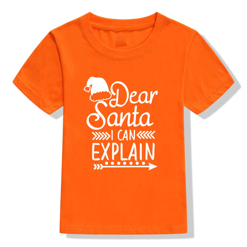 Детская Рождественская футболка с надписью «Dear Santa I Can achify» забавные рождественские футболки с графикой для мальчиков и девочек, детская Праздничная футболка, Прямая поставка