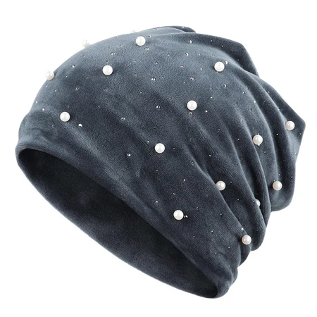 [DINGDNSHOW] брендовая шапка, хлопковая Теплая Зимняя кепка Skullies Beanies, женская вязаная шапка - Цвет: gray