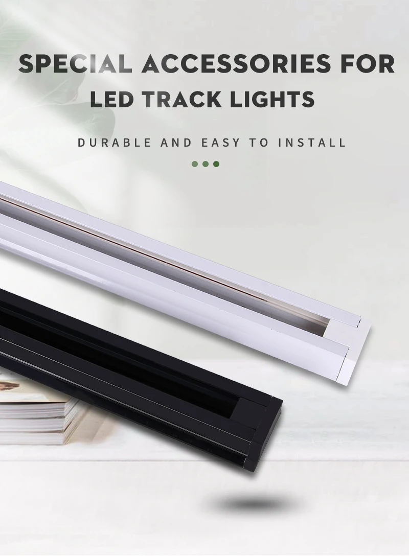 Description Picture 3 of itemBlack White Led Track Light Rail 0.5M 1M One Phase Two Wire System T Connectors Universal Aluminum Track for Spotlights