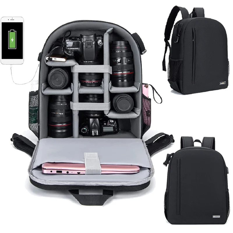

DSLR Camera Backpack Large Capacity Shockproof Bags for Nikon Canon Sony SLR Lens Tripod Pack Girl Boy Outdoor Travel Laptop Bag