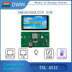Dwin 7.0 Polegada tft lcd módulo t5l grau comercial hmi tela de toque inteligente ctp/rtp + ttl/232 interface dmg80480c070_03w