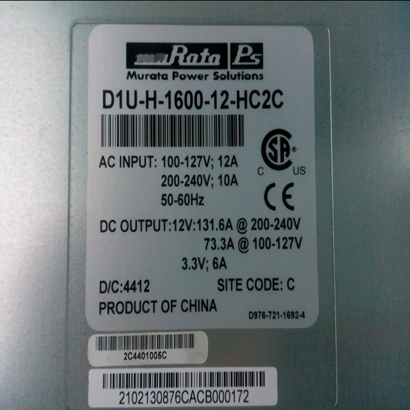 PSU для huawei MuRata Tecal E6000 1600W источник питания D1U-H-1600-12-HC2C EPW1600-12A