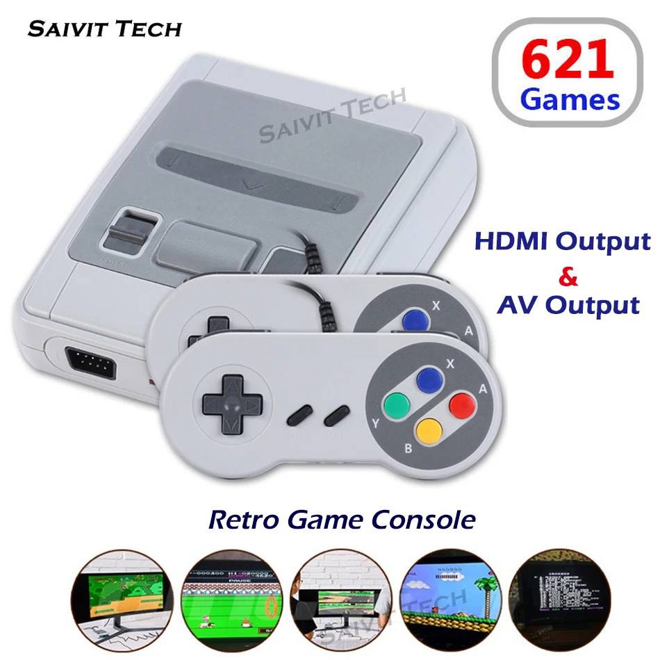 Игровая консоль Super SNES 8 бит семейная мини игра Ретро Классический AV/HDMI выход