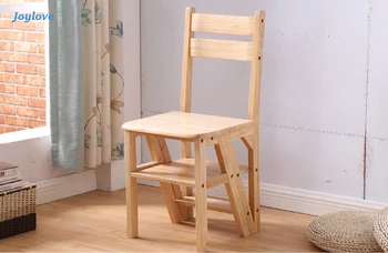 

JOYLOVE Convertible Multi-functional Four-Step Library Ladder Chair Library Furniture Folding Wooden Stool Step Ladder For Home