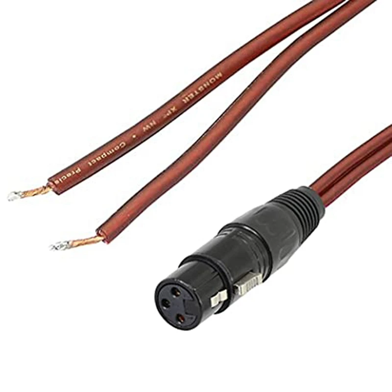 XLR Speaker Cable, Speaker Bare Wire to XLR Plug Gold Plated XLR 3 Pin Male Connector Replacement Audio Cable Open End