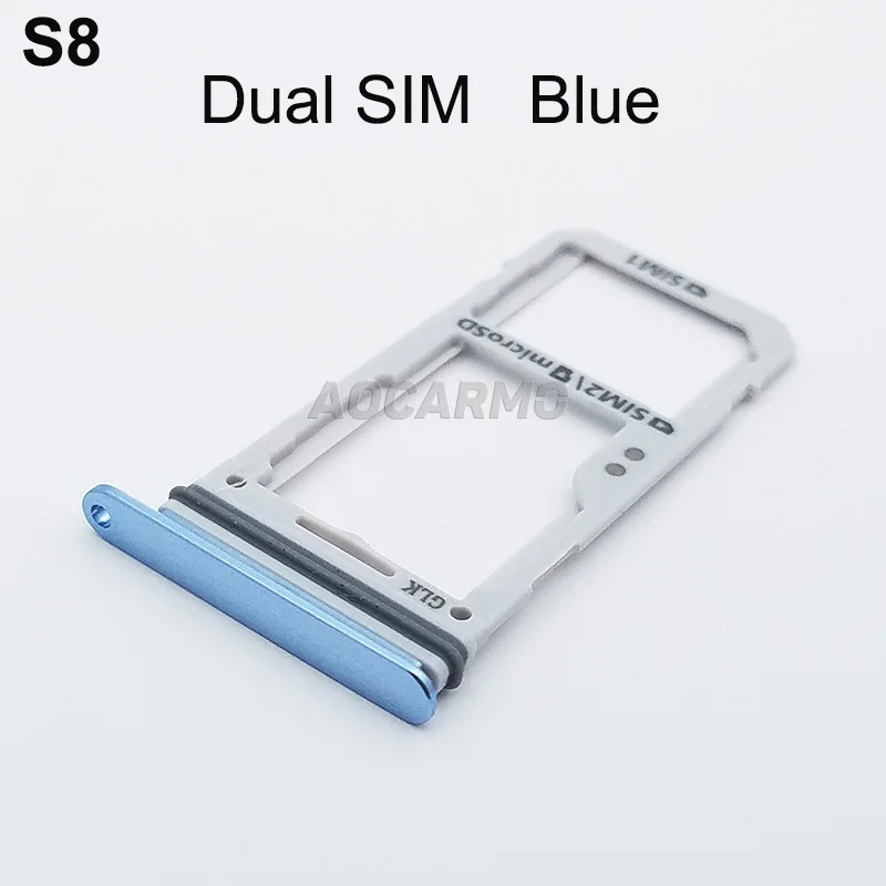 Aocarmo один/двойной металлический пластиковый Nano Sim лоток Слот держатель для samsung Galaxy S8 SM-G9500 G950F - Цвет: S8 Dual Blue