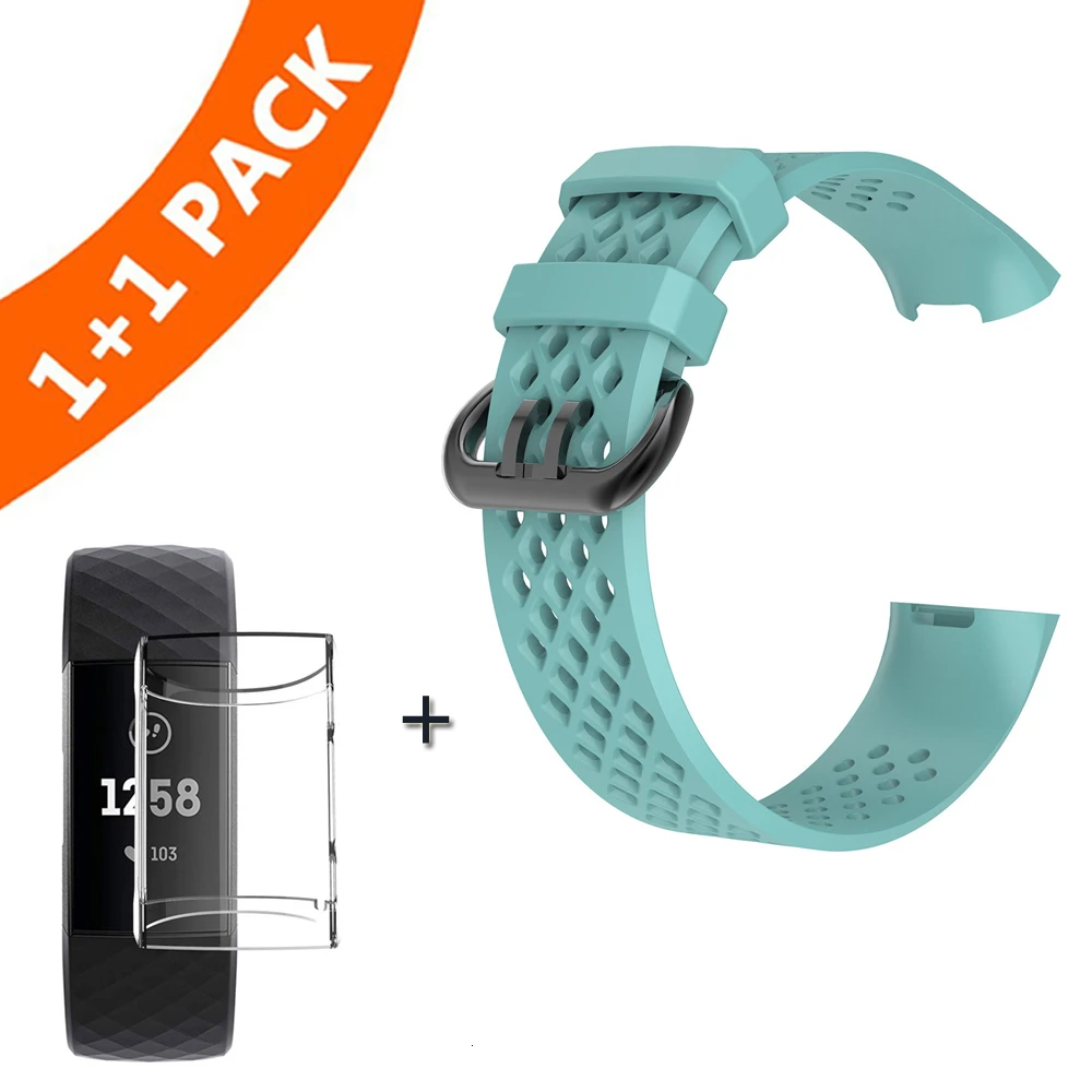 Sky Blue Ремешок для Fitbit Charge 3 Band Силиконовый сменный Браслет для Fitbit Charge 3 с TPU чехол Защитный для Fitbit Charge 3 - Цвет: Sky Blue