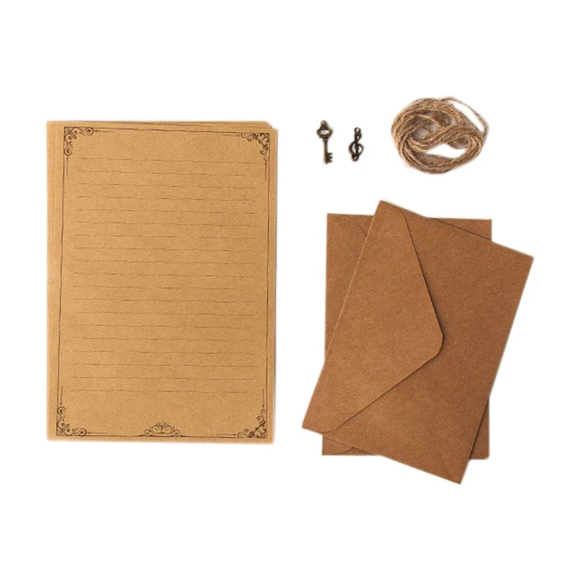 Vintage Kraft Paper Writing Paper European Style for Letter Writing Letter Stationery 12 Pcs retro writing papers