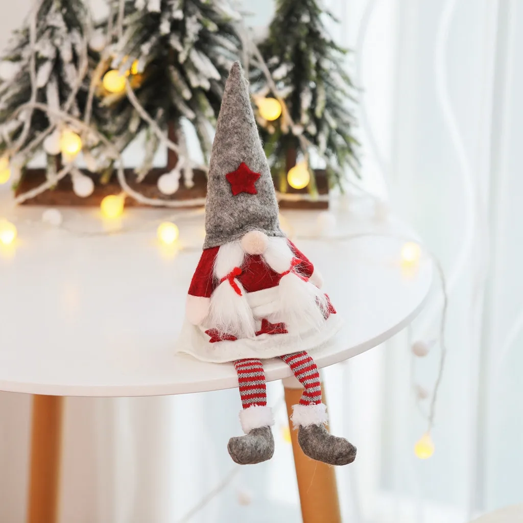 A Christmas Long Legged Swedish Santa Gnome Plush Doll Ornament Handmade Elf Toys Holiday Home Party Decor Kids Gift#25 - Цвет: A