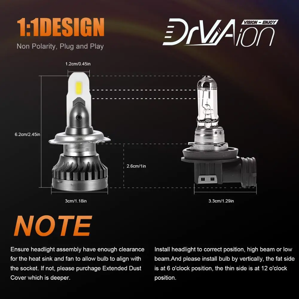 2x 12000LM H7 H11 светодиодные лампы для противотуманных фар 12V H1 H4 H8 H9 9005 HB3 9006 HB4 дневные