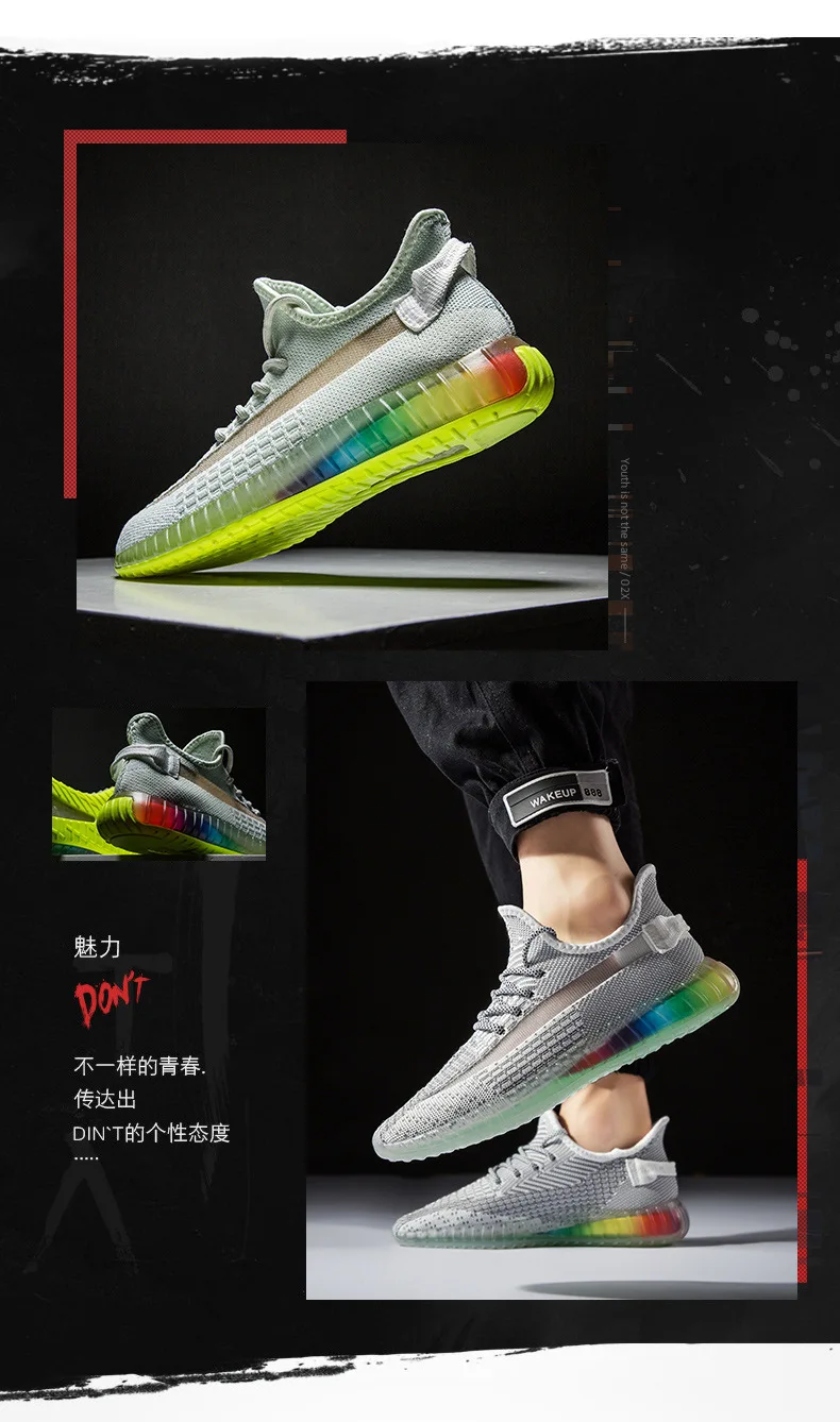 Online Celebrity Hot Selling Transparent Symphony End Coconut Shoes Men's Sports Trendy Shoes Fly Woven MEN'S SHOES Breathable R