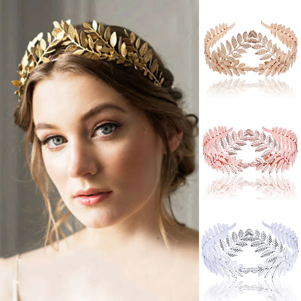 

Greek Roman Goddess Olive Leaf Branch Hairband Crown Headpiece Bridal Wedding Headband Gold Silver Comb Hair Accessories Jewelry