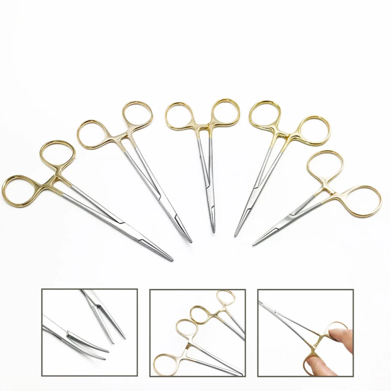 Stainless steel Hemostatic forceps Surgical instrument hemostat Gold handle