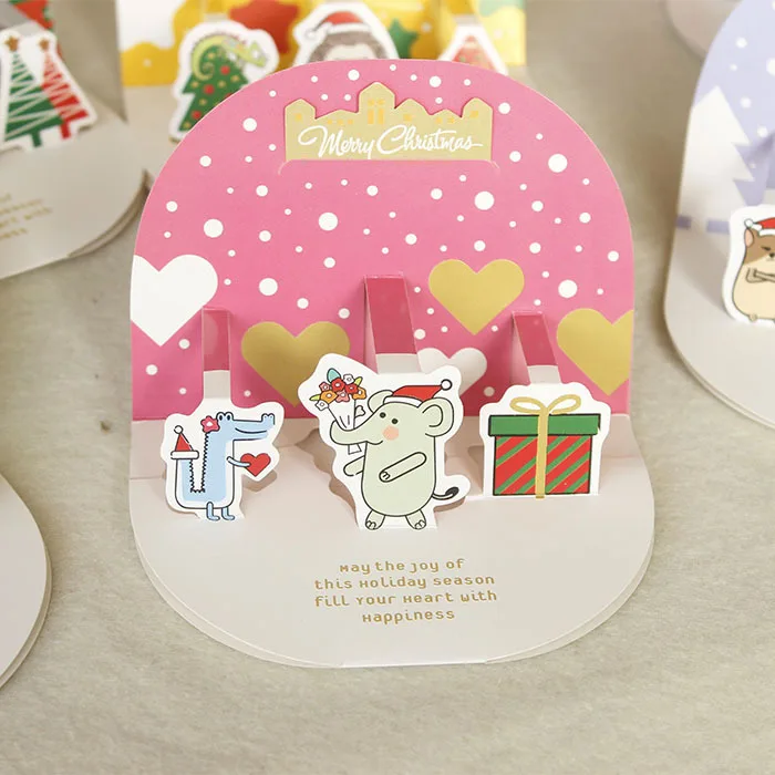 Christmas Greeting Card 3D Invitation Cards Popup Small Postcard Envelope Cards For Christmas Festi - 4000266655590