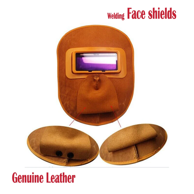 Welding Face Shield Hood Mask Tig Mig CE Genuine Leather Yellow Glass Lens 108x50mm Auto Darkening Solar | Инструменты